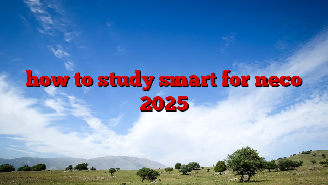 how to study smart for neco 2025